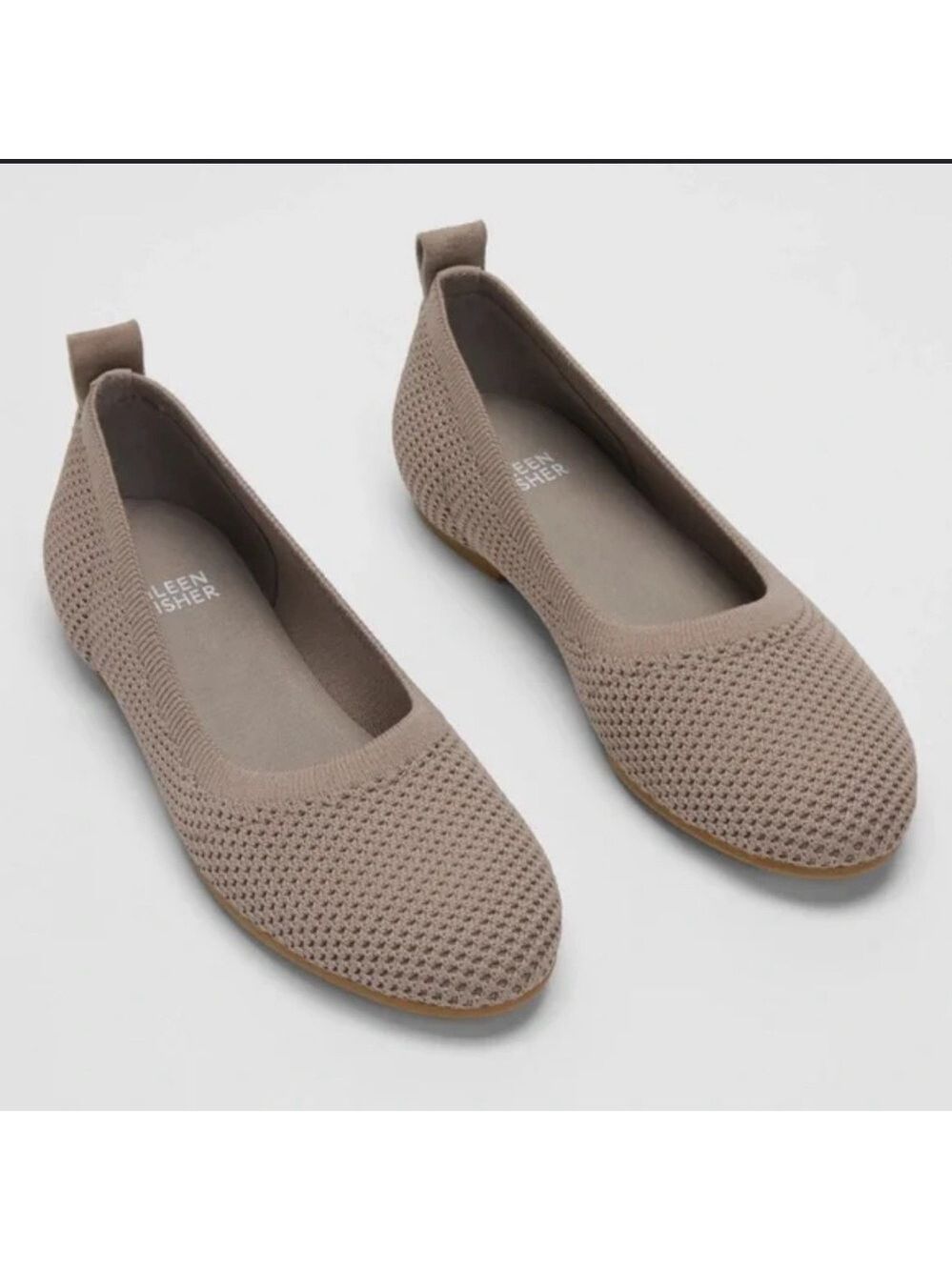 Eileen fisher Naomi recycles stretch knotted neutral round toe flats size 10 - Picture 2 of 14